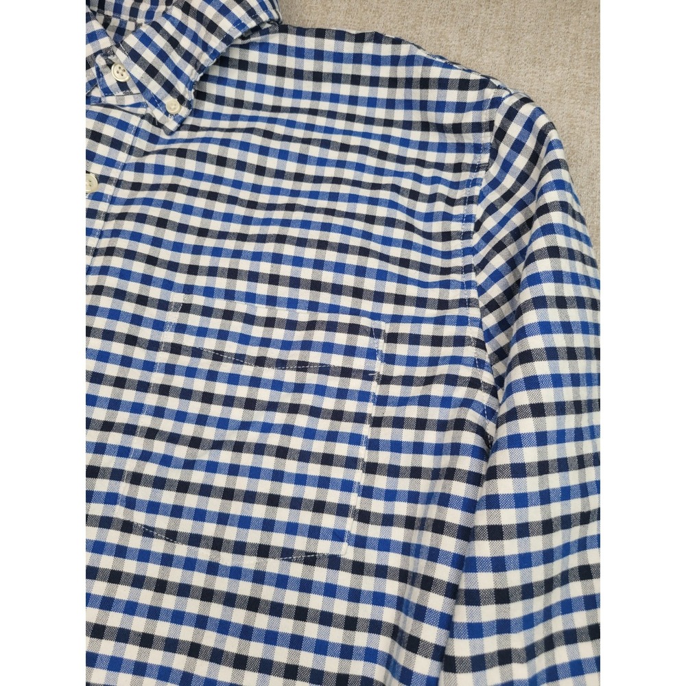 Free Assembly Button Down Shirt Mens L Blue Gingham Plaid Long Sleeve Cotton - Picture 10 of 11